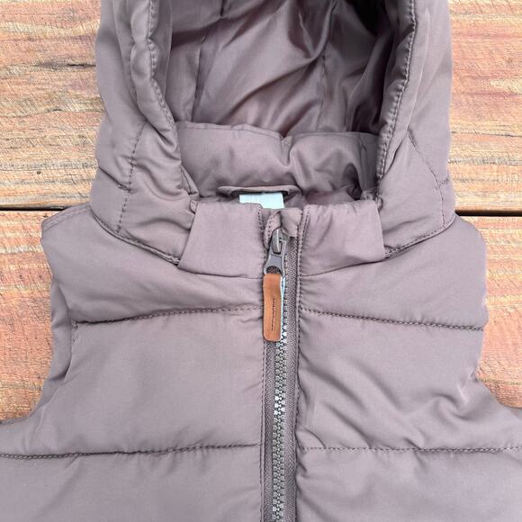 H&M Baby Puffer Vest 6M Brown Bear Hood Unisex Winter Zip Jacket Warm Outerwear - Picture 6 of 11